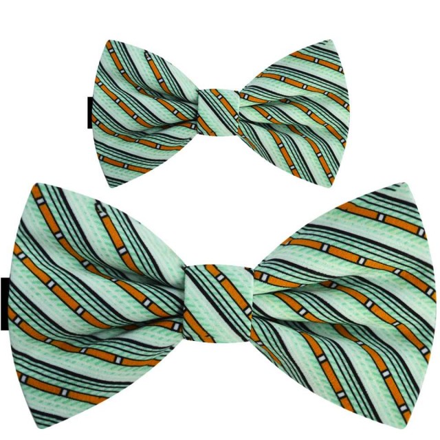 Set papioane tata fiu, verde cu dungi orange